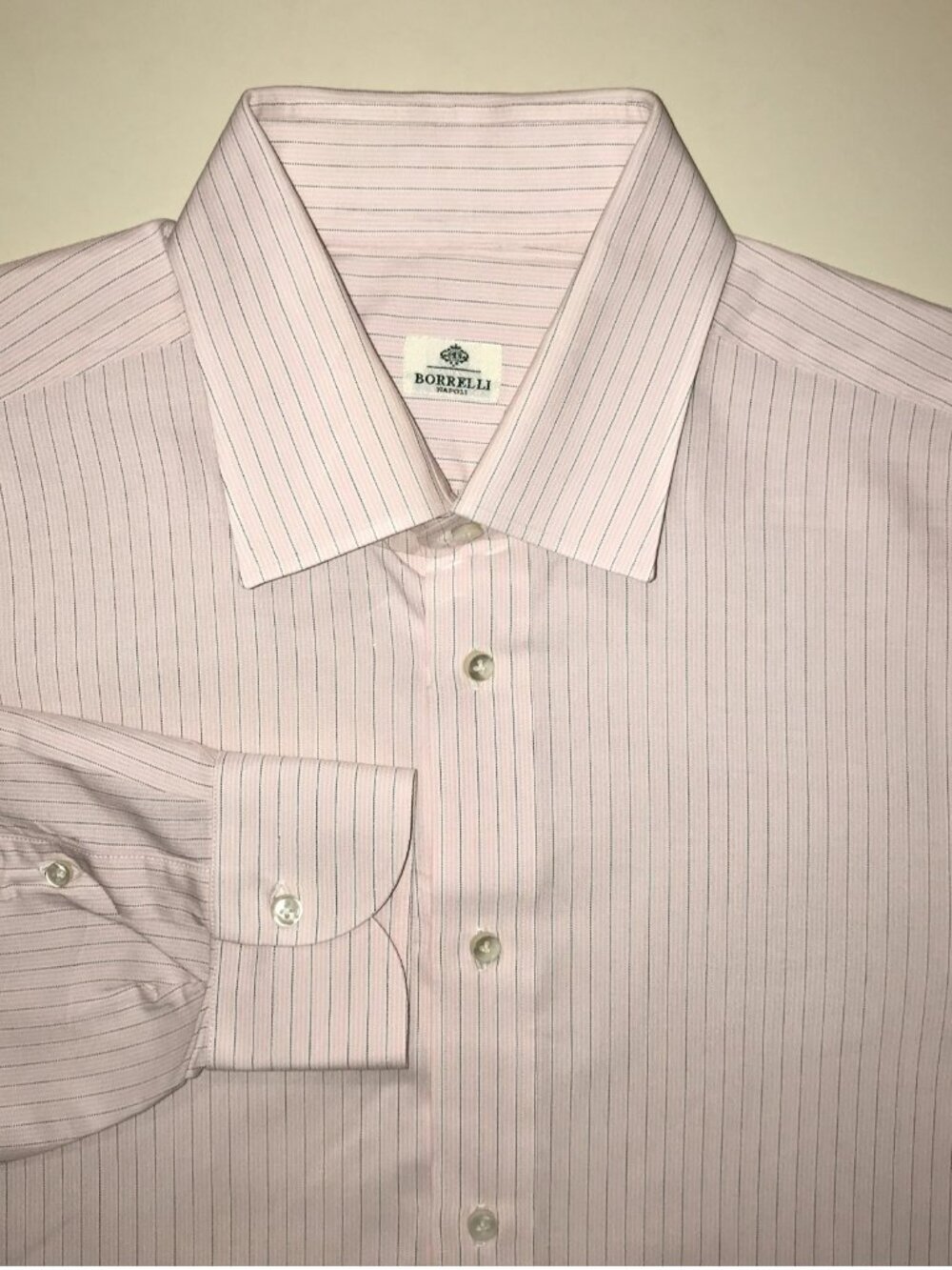 Men's Borrelli Napoli Long Sleeve Button Front Dress Shirt-Size 17 1/2